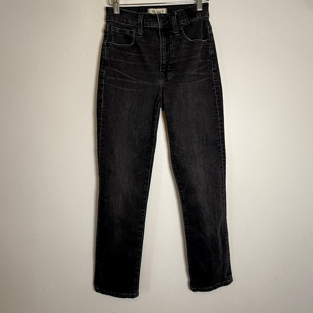 Madewell Perfect Vintage Crop Jeans Black Wash Size 24 High Rise Straight Leg